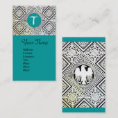 BLAUE SCHWARZ UND WEISS ROMAN EAGLE DAMASK MONOGRA VISITENKARTE (Vorne/Hinten)