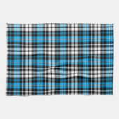 Blaue Schwarz-Weiß-Karierte Tartan-Muster-Design  Geschirrtuch (Horizontal)