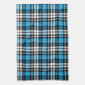 Blaue Schwarz-Weiß-Karierte Tartan-Muster-Design  Geschirrtuch (Vertikal)