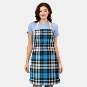 Blaue Schwarz-Weiß-Karo-Tartan-Musterdesign Schürze (Getragen)