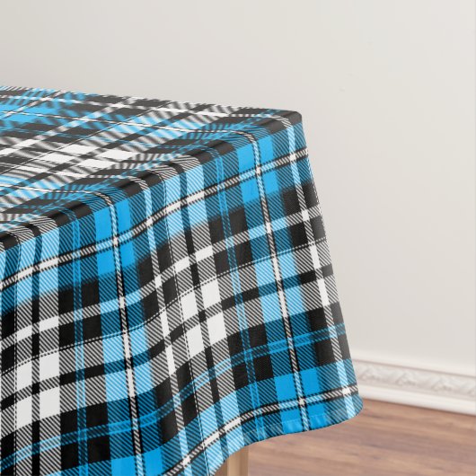 Blaue Schwarz-Weiß-Karo-Tartan-Musterdesign  Tischdecke (Beispiel)