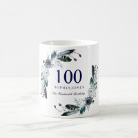 Blaue Schwarz-weiße Blüte am 100. Geburtstag
