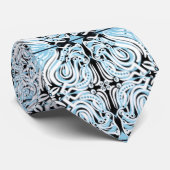 Blaue Schwarz-weiße Kurve Abstrakt Wiederholungsmu Krawatte (Gerollt)
