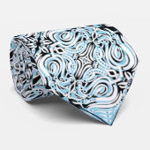 Blaue Schwarz-weiße Kurve Abstrakt Wiederholungsmu Krawatte (Gerollt)