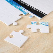 Blaue Schwarz-weiße Palme Silhouette Puzzle (Seite)