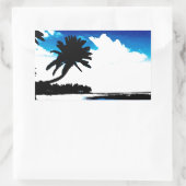 Blaue Schwarz-weiße Palme Silhouette Rechteckiger Aufkleber (Tasche)