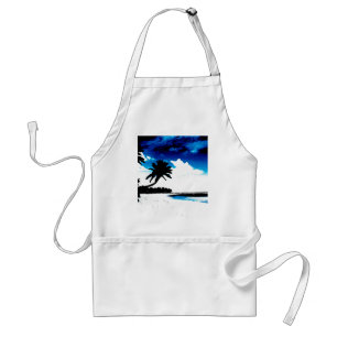 Blaue Schwarz-weiße Palme Silhouette Schürze