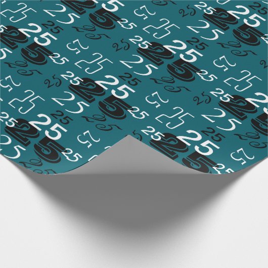 Blaue Schwarz-weiße Zahlen Personalisiert Geschenkpapier (Ecke)