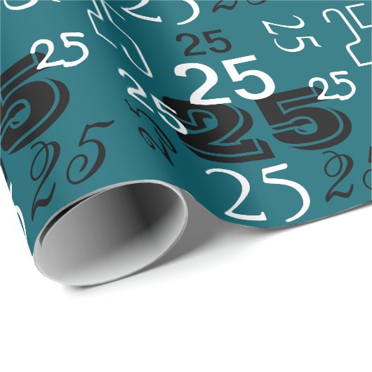 Blaue Schwarz-weiße Zahlen Personalisiert Geschenkpapier (Rolleneckpunkt)