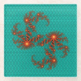 Blaue schwarze abstrakte Mandala-Muster Glasuntersetzer