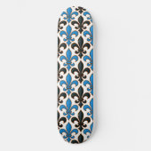 Blaue schwarze Barock-Fleur-de-lis-Musterdesign Skateboard (Vorderseite)
