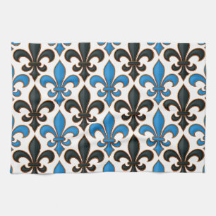 Blaue schwarze Barock-Lilienmuster-Design  Geschirrtuch