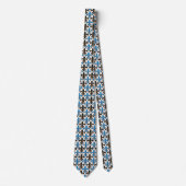 Blaue schwarze barocke Fleur-de-lis-Musterdesign Krawatte (Vorderseite)