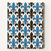 Blaue schwarze barocke Fleur-de-lis-Musterdesign Notizblock (Rückseite)