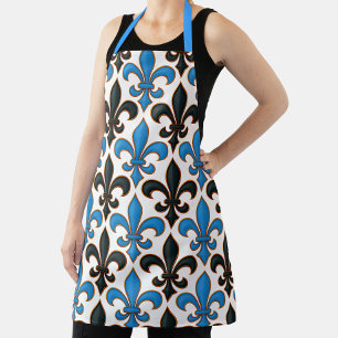 Blaue schwarze barocke Fleur-de-lis-Musterdesign Schürze