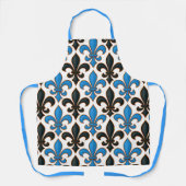 Blaue schwarze barocke Fleur-de-lis-Musterdesign Schürze (Vorderseite)