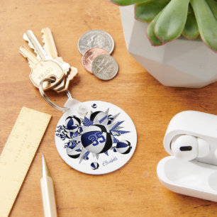 blaue schwarze Basketball-Blowout-Girl-Nummer Schlüsselanhänger