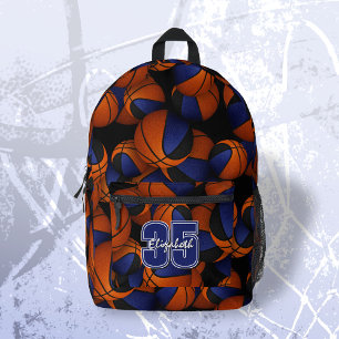 Blaue schwarze Basketball-Mannschaftsfarben Spiele Bedruckter Rucksack