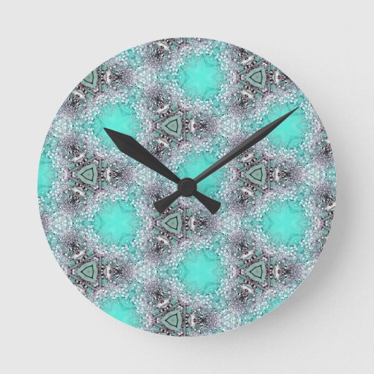 Blaue schwarze Blume gestalten Wohngestaltung Runde Wanduhr (Vorderseite)