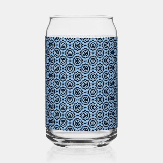 Blaue schwarze Blumen nahtloses Muster Dosenglas (Vorderseite)
