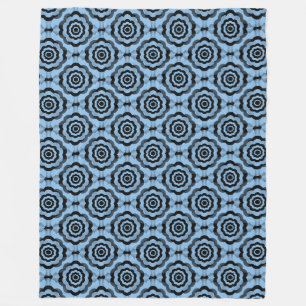 Blaue schwarze Blumen nahtloses Muster Fleecedecke