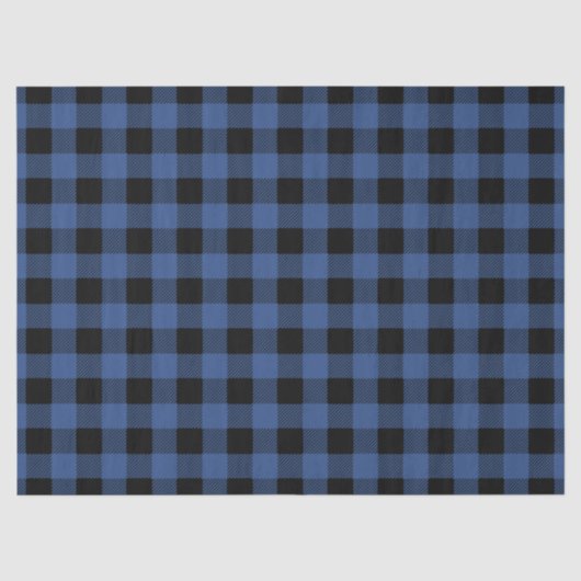 Blaue schwarze Buffalo-Karo-Gingham-Holzfäller Seidenpapier (Vorderseite)