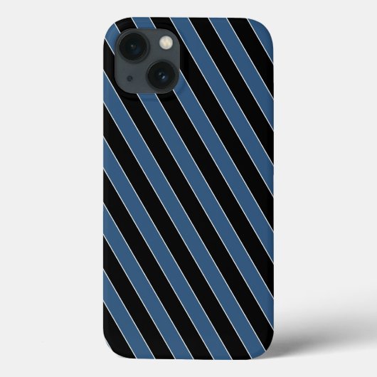Blaue schwarze Diagonalpinstreifen Case-Mate iPhone Hülle (Rückseite)