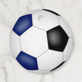 Blaue schwarze Fußball-Mädchen Jungs Sport Geburts Geschenkanhänger (Rückseite)