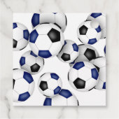 Blaue schwarze Fußballbälle Mädchen Geburtstagspar Geschenkanhänger (Rückseite)