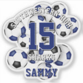 Blaue schwarze Fußballbälle Splittername Aufkleber (Vorderseite)