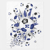Blaue schwarze Fußballbälle Stars Mädchen nennen Fleecedecke (Vorderseite)