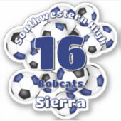 Blaue schwarze Fußballbälle Teamgeist Aufkleber (Vorderseite)