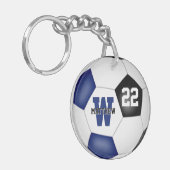 Blaue schwarze Fußballmannschaft farbenfrohe Jungs Schlüsselanhänger (Vorderseite links)