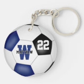 Blaue schwarze Fußballmannschaft farbenfrohe Jungs Schlüsselanhänger (Rückseite)