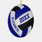 Blaue schwarze Girls - Mannschaft spielt Volleybal Keramik Ornament (Rechts)