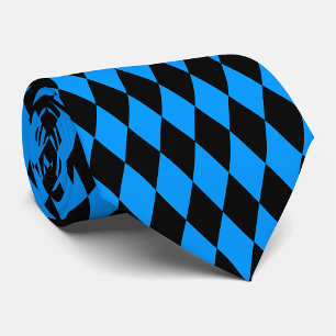 Blaue schwarze Harlekin-Diamanten-Schachbrett-Desi Krawatte