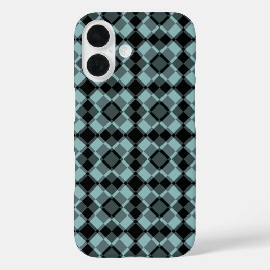 Blaue schwarze Karo-Argyle-Muster Case-Mate iPhone Hülle (Rückseite)