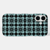 Blaue schwarze Karo-Argyle-Muster Case-Mate iPhone Hülle (Rückseite (Horizontal))