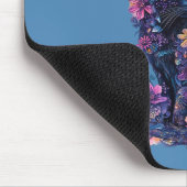 Blaue schwarze Katzenblumen hübsche Katze Mousepad (Ecke)