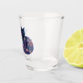 Blaue schwarze Katzenblumen hübsche Katze Schnapsglas (Rechts)