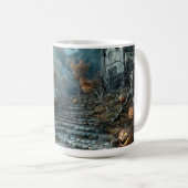 blaue schwarze Leiter Kaffeetasse (VorderseiteRechts)