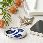 Blaue schwarze Mannschaft Farben Jungs Fußball Schlüsselanhänger (Seite)