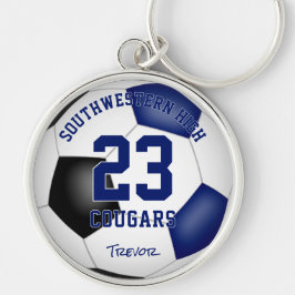 Blaue schwarze Mannschaft Farben Jungs Fußball Schlüsselanhänger