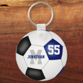 Blaue schwarze Mannschaft Farben Jungs Fußball Schlüsselanhänger (Rückseite)