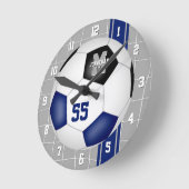 Blaue schwarze Mannschaftsfarben Farbenfrohe Strei Runde Wanduhr (Winkel)