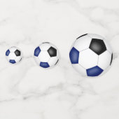 Blaue schwarze Mannschaftsfarben Fußballbälle Kind Konfetti (Rückseiten)