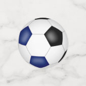 Blaue schwarze Mannschaftsfarben Fußballbälle Kind Konfetti (Klein Vorderseite)