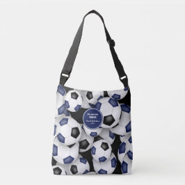 Blaue schwarze Mannschaftsfarben Fußballtrainer Tragetaschen Mit Langen Trägern