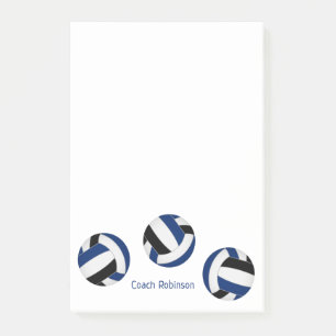 Blaue schwarze Mannschaftsfarben Volleyballtrainer Post-it Klebezettel