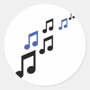 blaue schwarze Musiknoten Runder Aufkleber